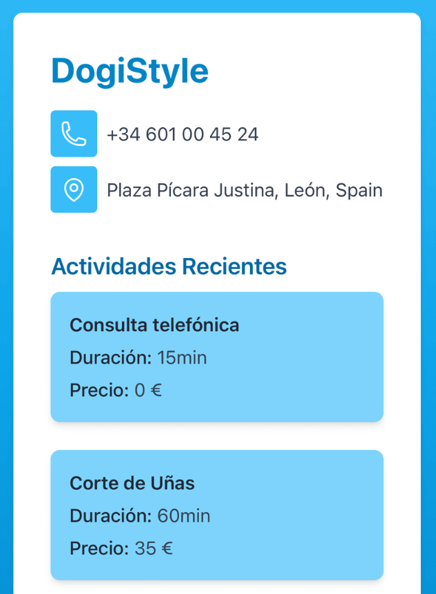 huecos disponibles en la agenda de la peluquería canina