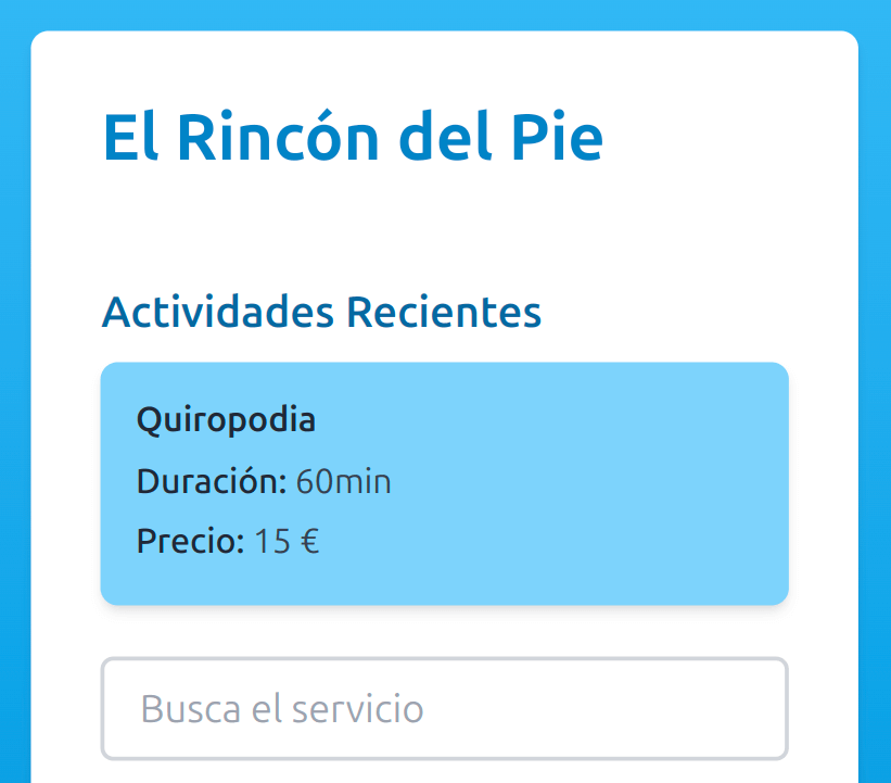 Interfaz para gestionar citas en clínicas podológicas