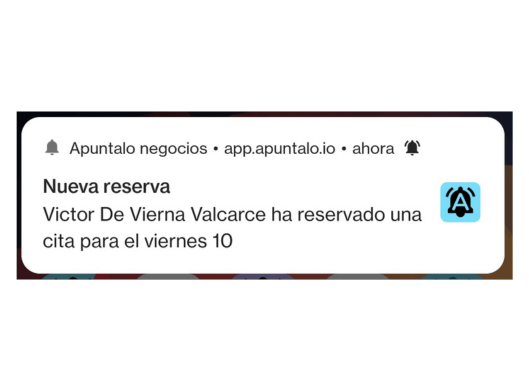 Notificación de reserva para el staff